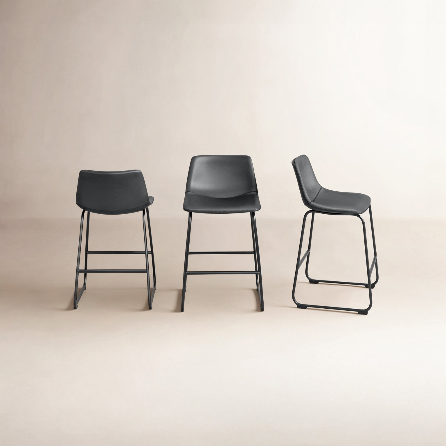 Bela 24" Bar Stool, Gray Faux Leather