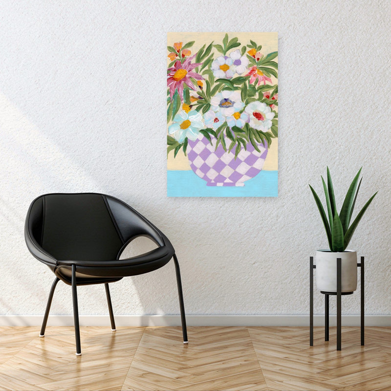Joyeux bouquet de fleurs moderne abstrait contemporain lavande fleur art mural