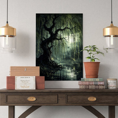 Canvas Wall Art Mystic Weeping Willow Tree By Moonlit Swamp Art Vintage Poster Print Home Decor