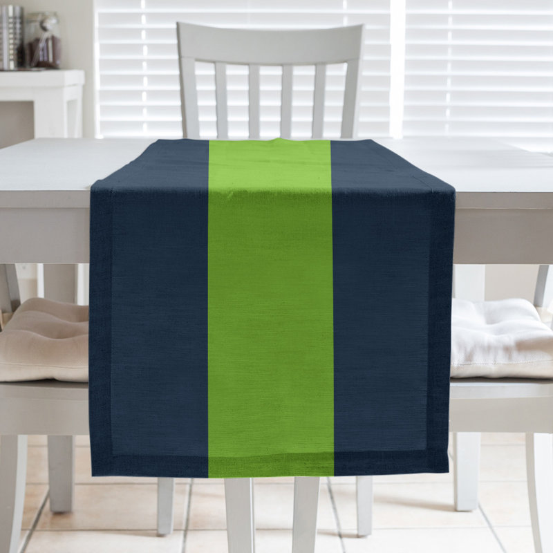 Minnesota Basketball Table Runner, 72" L x 16" W, Navy/Aurora Green/Navy, Poly Twill