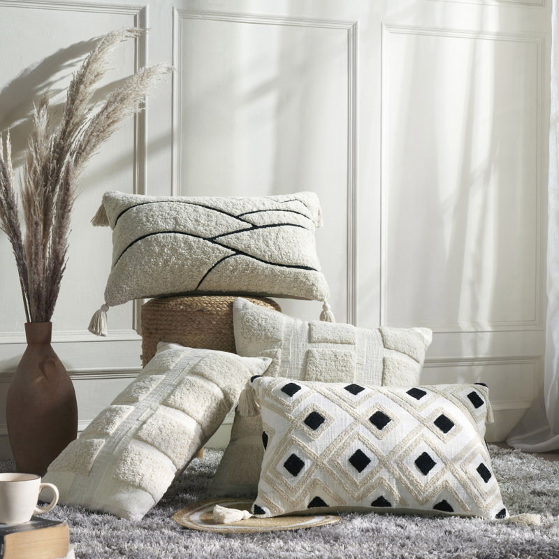 Housse et insert de coussin en duvet de coton touffeté