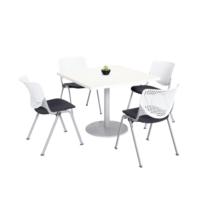 Ensemble de table de salle à manger et de chaise Kool Mode, Blanc/Noir, H 29 po x L 42 po x l 42 po, Blanc
