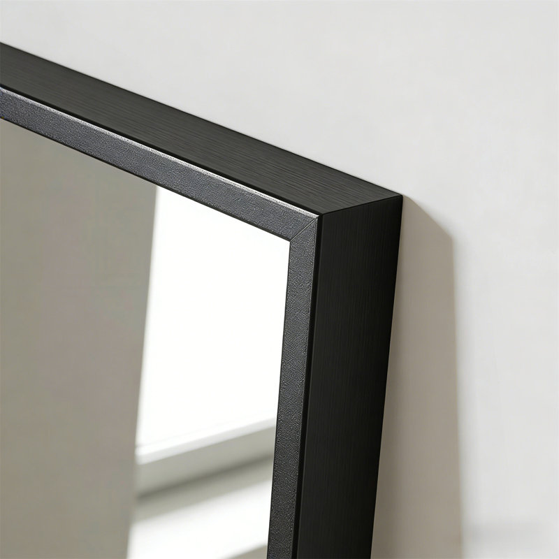 Black Full-Length Mirror With Stand  Floor & Wall Mountable, Large HD Tempered Glass Mirror For Bedroom, Closet, Living Room, Entryway