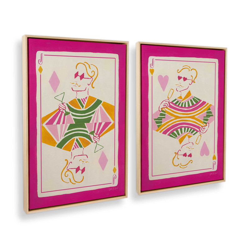Pop Pop Party, ensemble de 2 impressions, 12" x 8", Framed Canvas, American Maple
