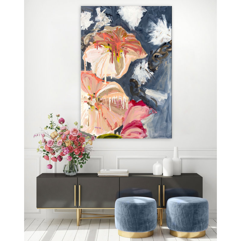 "Flower Drip II" par Katie Ré Scheidt, Toile tendue, H 50 po x l 36 po