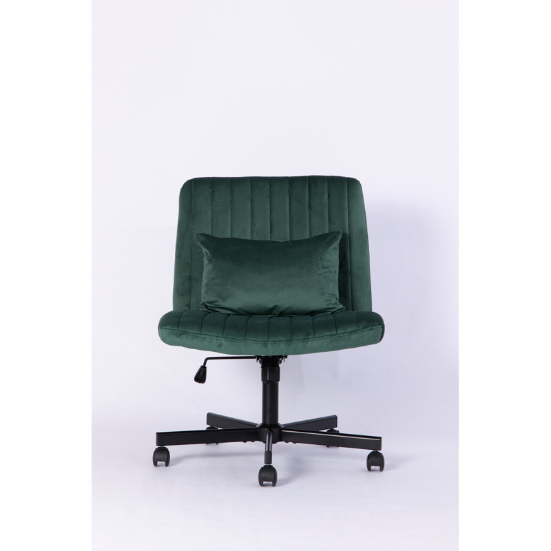 Chaise de bureau en velours vert avec accoudoirs Criss Cross, Velvet, Green