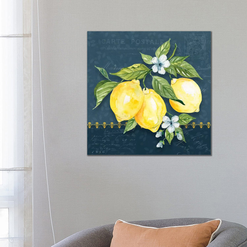 «Blue Lemon Squeeze I» par Carol Robinson - impression sur toile tendue, H 12 po x l 12 po x P 0,75 po
