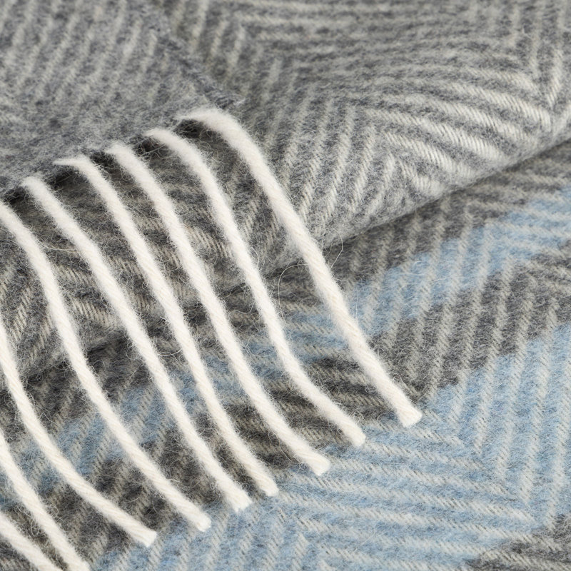 Merino Wool Blanket Gurekam, Grey/Blue