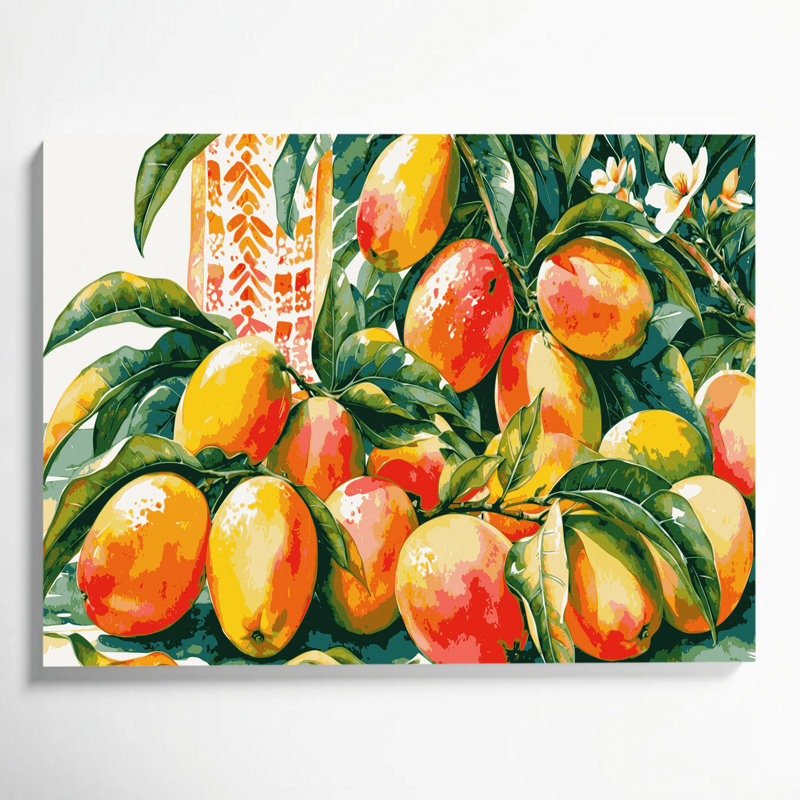 «Hawaiian Mangoes», art mural sur toile brune, H 11 po x l 14 po
