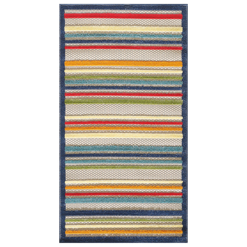 Bennay Striped Indoor / Outdoor Rug, Rectangle 7' x 9'