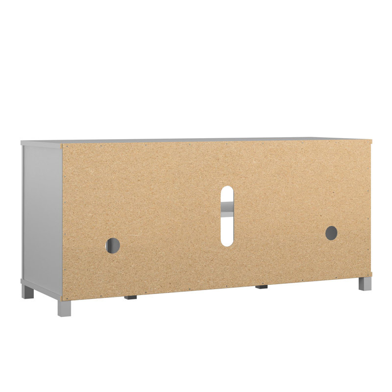 Dove Gray 6-Shelf TV Stand with Cabinet for 50" TVs