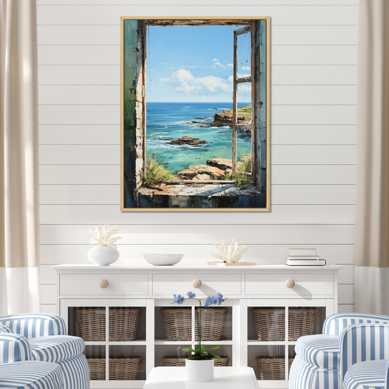 «Sailors Ocean Windows Perspectives II - Coastal Windows», art mural, Cadre flottant brun, H 40 po x l 30 po x P 1,5 po