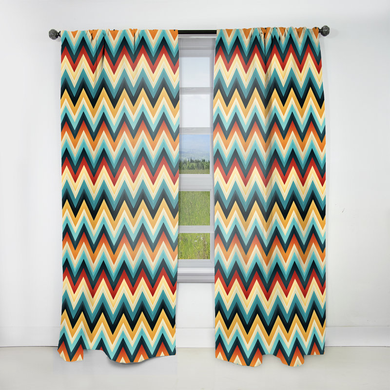 Tribal Fusion Motif à chevrons - Rideau à chevrons - Rideau à chevrons obscurcissant - 1 panneaux, L 52 po x L 84 po