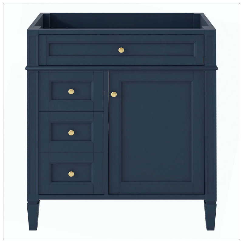 Meuble-lavabo 2 tiroirs Modern, Bleu, Nickel brossé