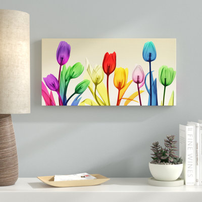 Floral Rainbow Splurge - Wrapped Canvas Print