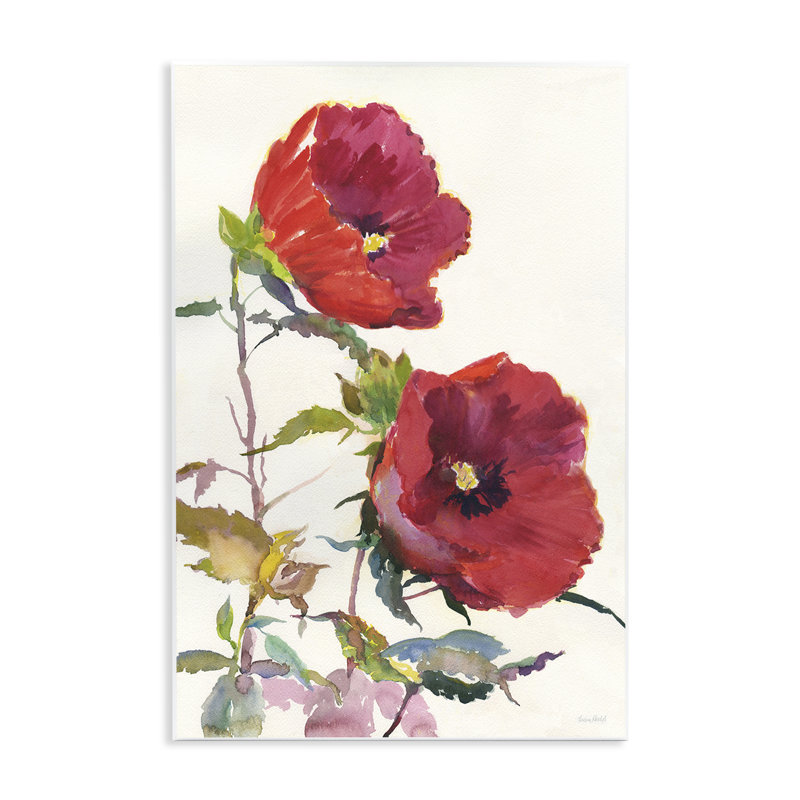 Art audacieux "coquelicots rouges" par Theresa Heidel, H 19 po x l 13 po