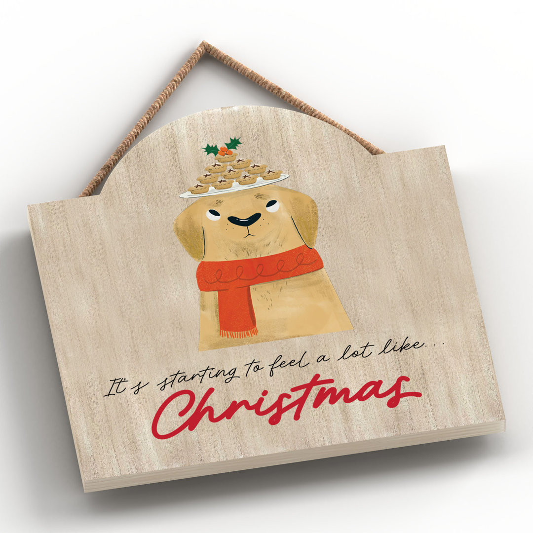 FEEL LIKE CHRISTMAS DOGS WOODEN HANGING SIGN CHRISTMAS WALL DECOR - Image 2