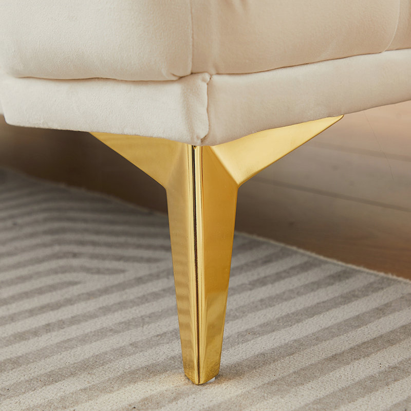 Le canapé moderne en velours de luxe comprend 2 coussins et des pieds en métal, H 30,25 po x l 61,25 po x P 32,75 po, 2