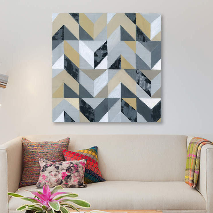 «Geometric I», reproduction sur toile, H 26 po x l 26 po x P 1,5 po, Toile tendue, Pas de tapis