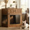Mobilier en bois pour cage de chien avec tiroir, cage pour chien avec rangement rabattable pour les petites races, table de bout pour niche, pour salon, chambre à coucher, noyer