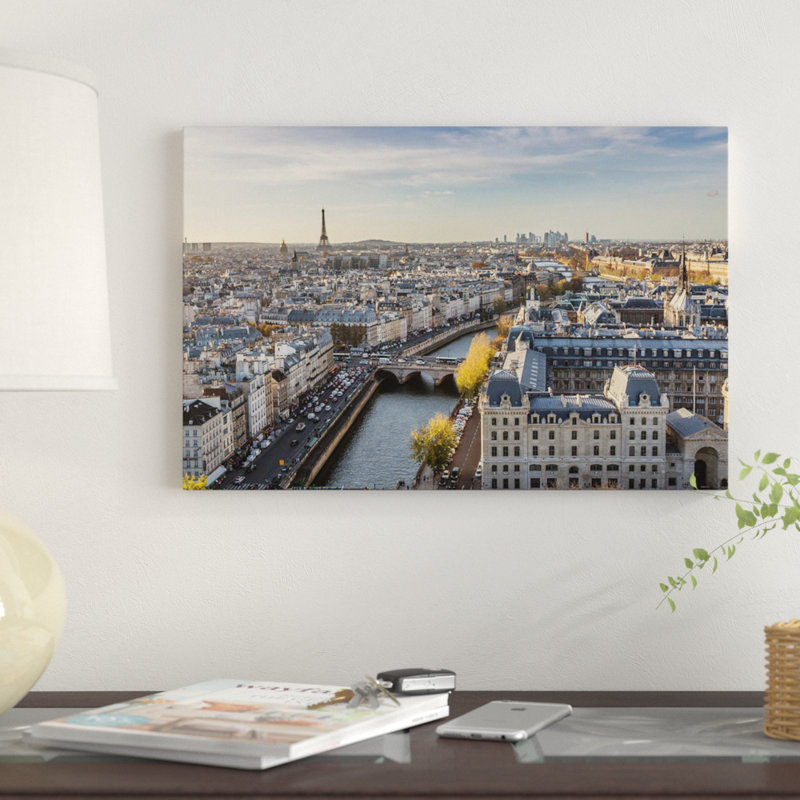 «Tour Eiffel et rivière seine, Paris» par Matteo Colombo, impression sur toile tendue, H 8 po x l 12 po x P 0,75 po