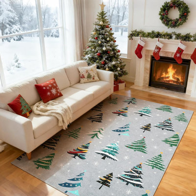 Tapis rouge, tapis de Noël lavable, tapis antidérapant doux pour la cuisine, le vestibule ou la chambre à coucher