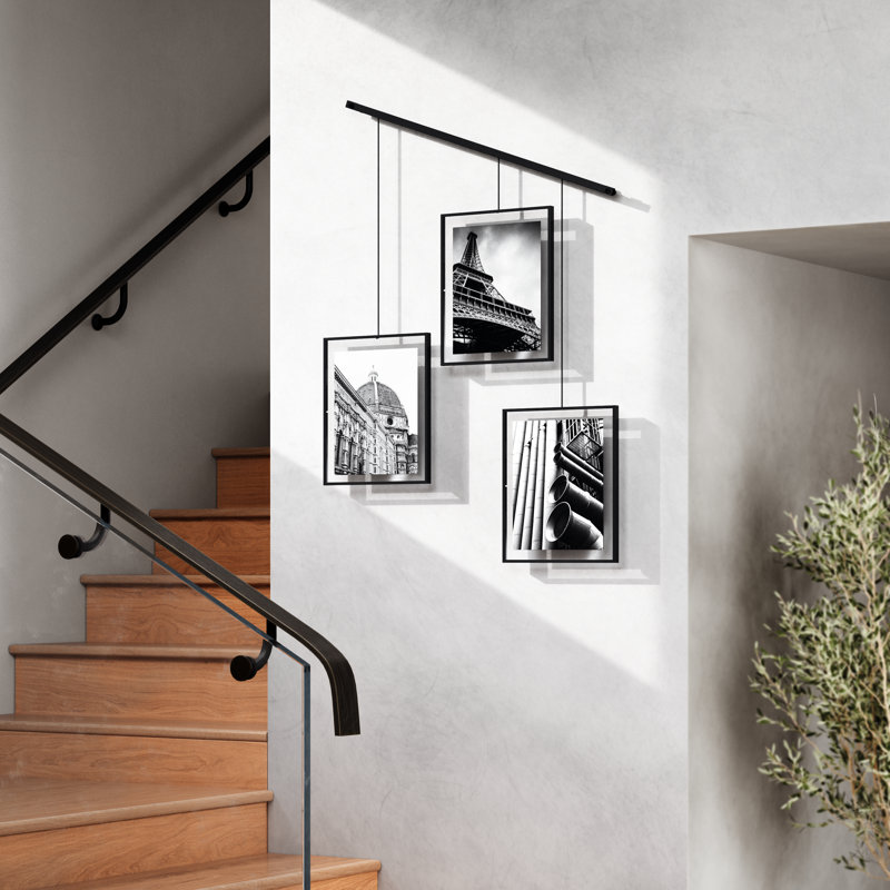 Exhibit Wall Picture Frames, Set of 3, Black