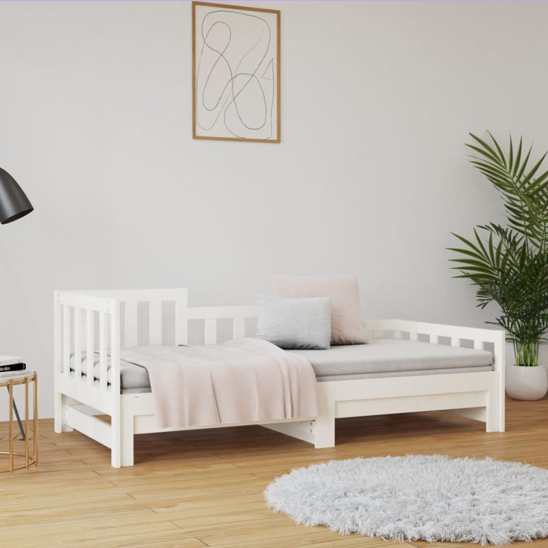 Farlough Solid Wood Daybed with Trundle, white, Single (3')
