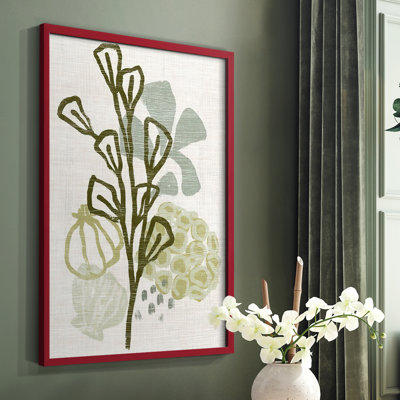 Coral Blockprint II, reproduction encadrée - bois massif