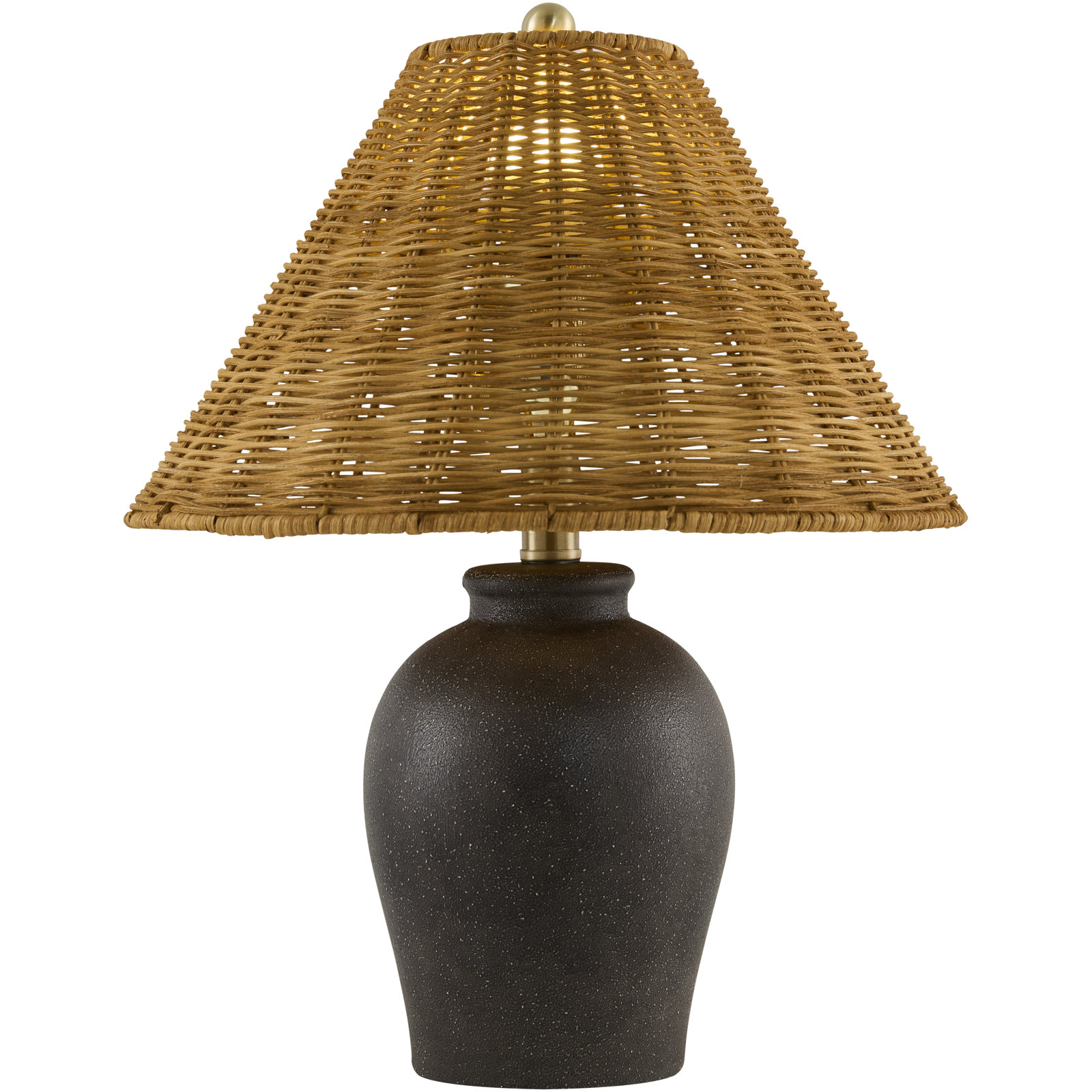  Chemise 19" Ceramic Table Lamp, Black, Wicker, Brown
