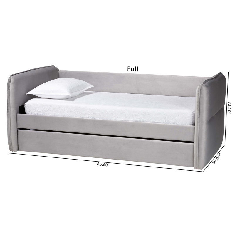 Lit de jour simple en velours gris clair Alishia Baxton Studio Finch, Lit simple