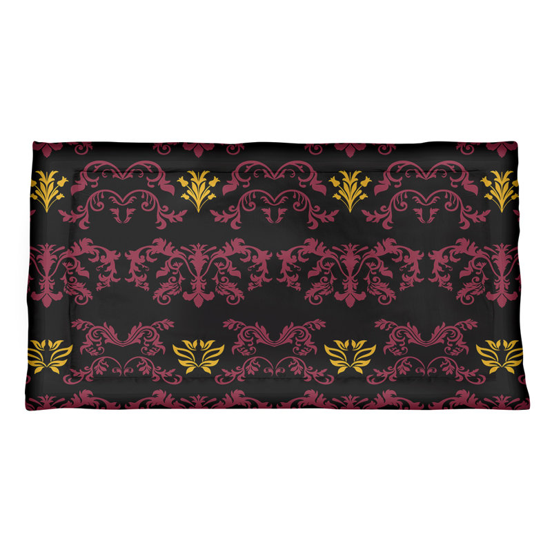 Football Baroque Pattern Pillow Sham, King, Black/Red/Yellow, Microfiber
