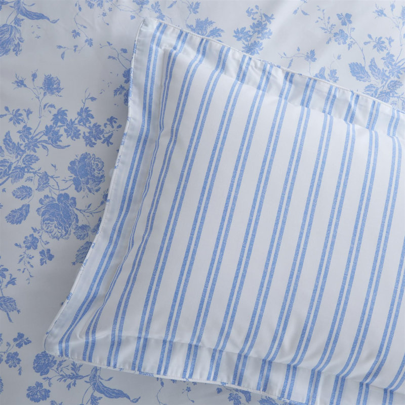 Izetta Polyester Floral Duvet Cover Set with Pillowcases, Single Duvet Cover + 1 Standard Pillowcase, Blue