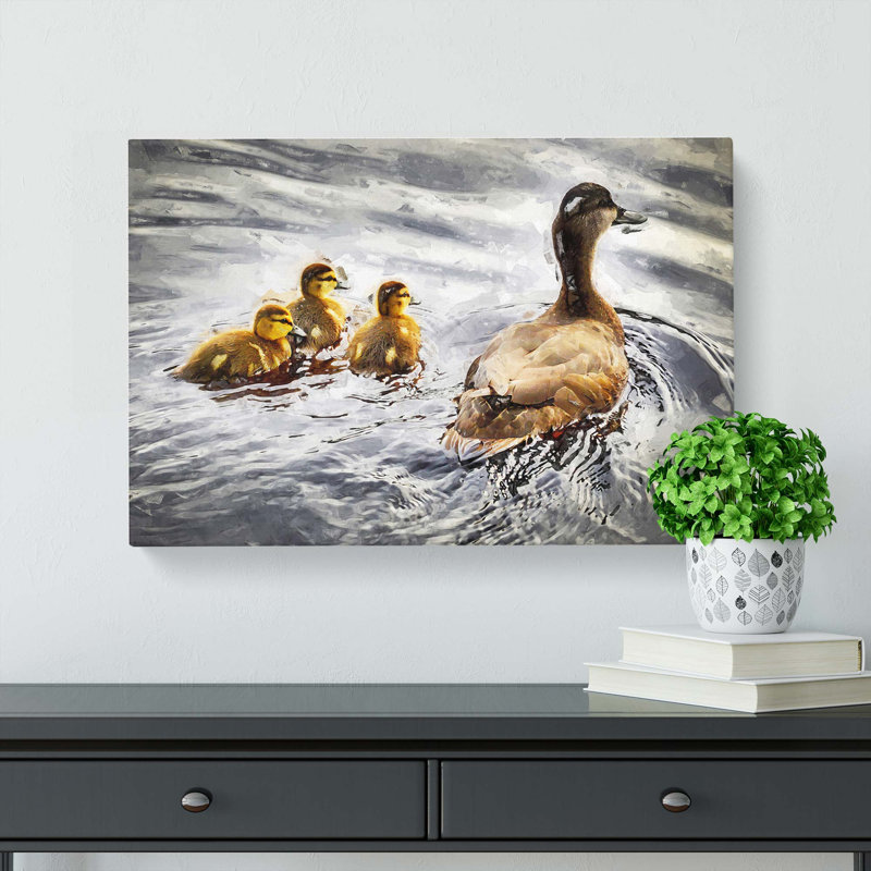 Ducklings with Mother Duck - Wrapped Canvas, 35cm H x 50cm W x 3cm D
