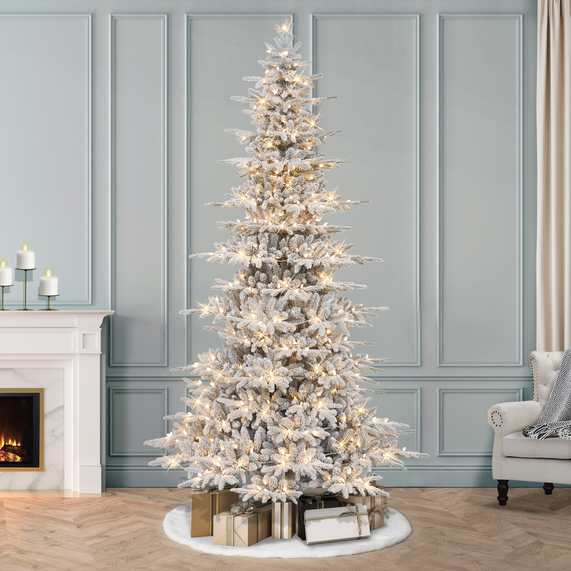 Gervon Lighted Artificial Fir Christmas Tree