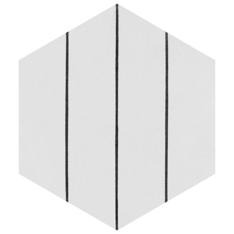 Carreau de porcelaine à motif hexagonal 9 po x 10 po Portas Savona, Blanc / Anthracite