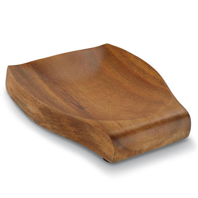  Teak Wood Spoon Rest with Non Slip Base and Curved Drip Catch Design