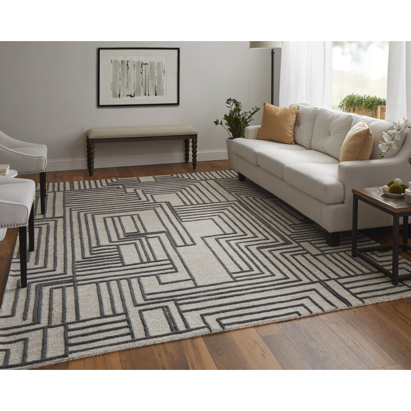 Gansett Modern Geometric, Tan/Brown Area Rug, Rectangle 5' x 8'