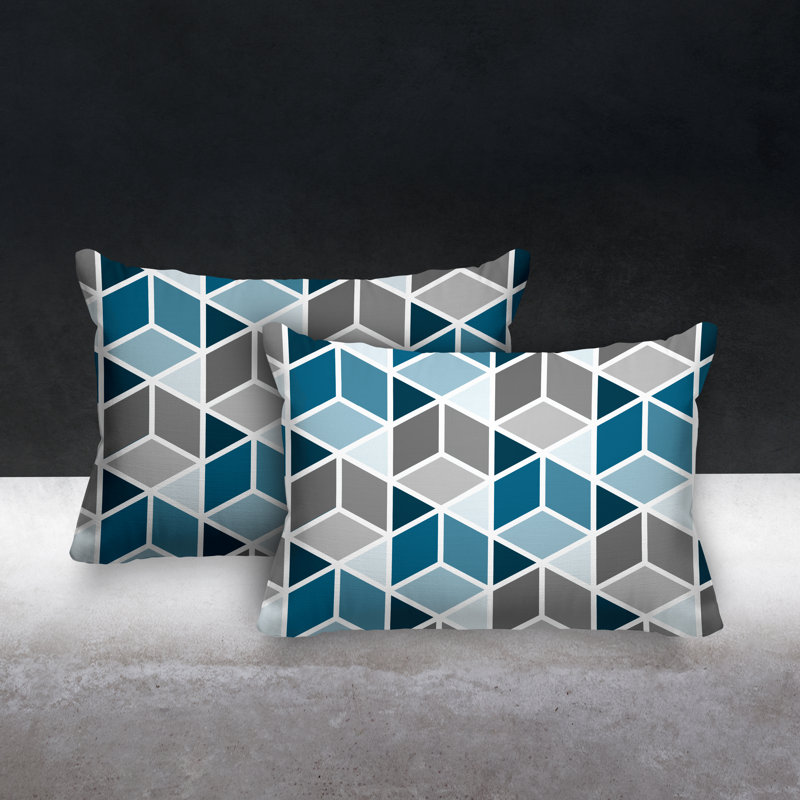 Coussin cubique intérieur / extérieur Cubana, Turquoise