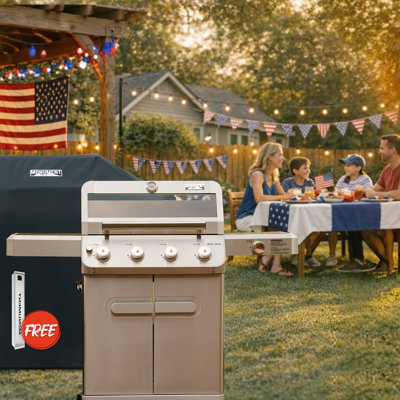 Monument Grills Mesa 405K With Smoker Box  4-Burner Liquid Propane 52000 BTU Gas Grill Stainless With Side Burner & Grills Cover