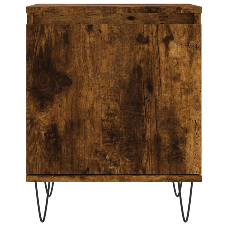 Bismarck 40cm W Iron Bedside Table, Smoked Oak, Set of 2