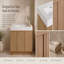 Meuble-lavabo autoportant de 122 cm (120 cm) avec lavabo en résine et 3 portes d'armoire à fermeture amortie, en contreplaqué imitation chêne.-593216295
