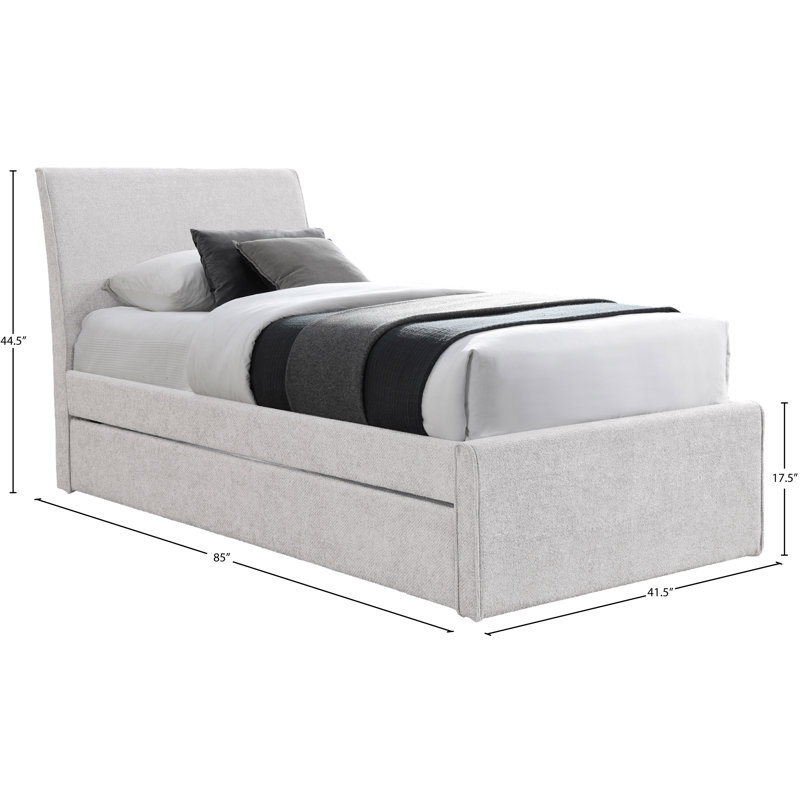  Lit gigogne simple en chenille Pittenger, Tissu chenille crème