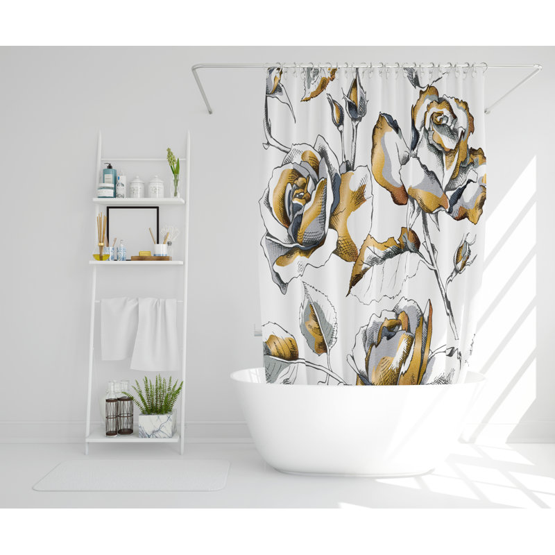 Arum Polyester Shower Curtain Set, 168cm H x 168cm W