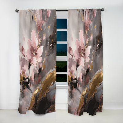 Pink Blushing Cherry Blossom - Tree Cherry Blossom Floral Room Darkening Curtain - 1 Panels