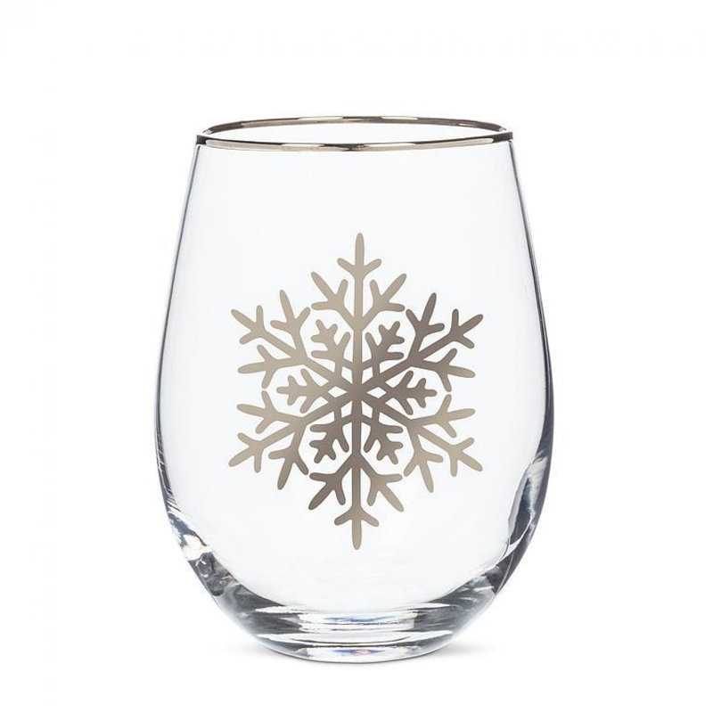 Snowflake Stemless Wine Drinking Glass