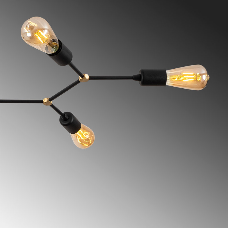 Lustre moderne noir, structure en métal, 37,4 po x 18,9 po | Hauteur: 7,9 pouces, diamètre de la plaque de base: 3,9 pouces | 6 x douilles E27, 40 W maximum | Élégant luminaire IP20 pour des solutions de décoration et d'éclairage élégantes