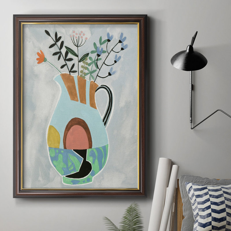 Collage Vase III - Peinture sur toile encadrée, H 36 po x l 24 po x P 2,5 po