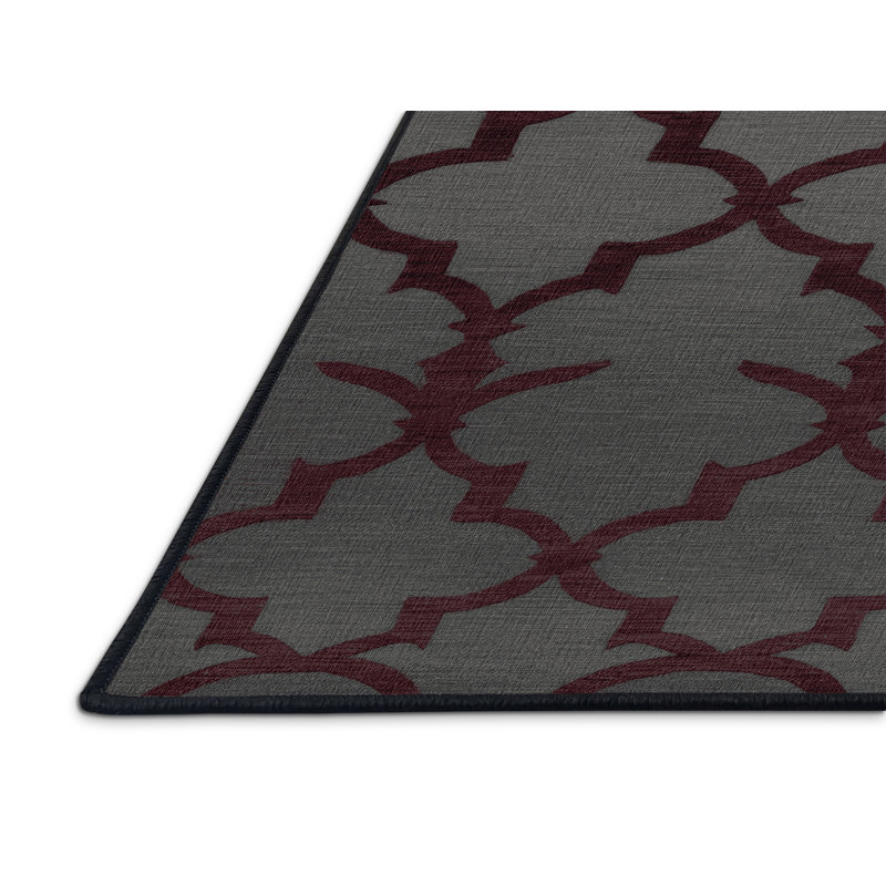 Tapis noir en treillis lavable à la machine, Rond 3 pi