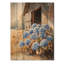 Hydrangées par la porte de l'écurie I - décoration murale en bois d'hortensias - sur bois de pin naturel-941610581